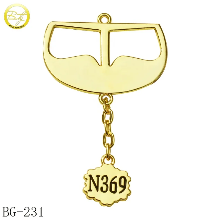 

Custom exquisite metal letter chain tag golden logo sewing accessories label for scarf, Gold/nickle/gunmetal etc