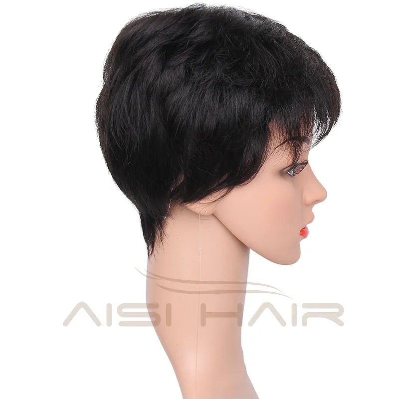 Short Straight Brazilian Black Human Hair Wigs For Women