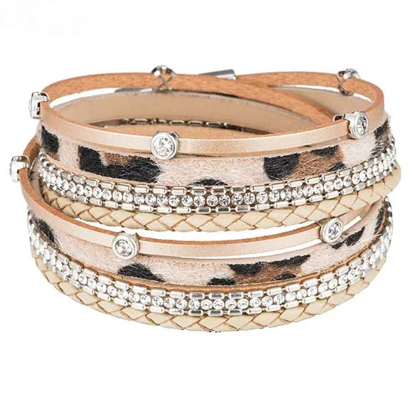 

Leopard leayers wrap magnet bracelet, As picture show
