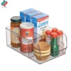 ZNF00020 Muliti-functional Stackable Clear Kitchen Cabinet Divided Storage Organizer Bin for Fruits Vegetables Meats and Cheeses