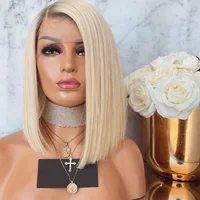 

Transparent Lace Ombre Blonde Short Bob Wigs Brazilian Virgin Human Hair Lace Front Wigs