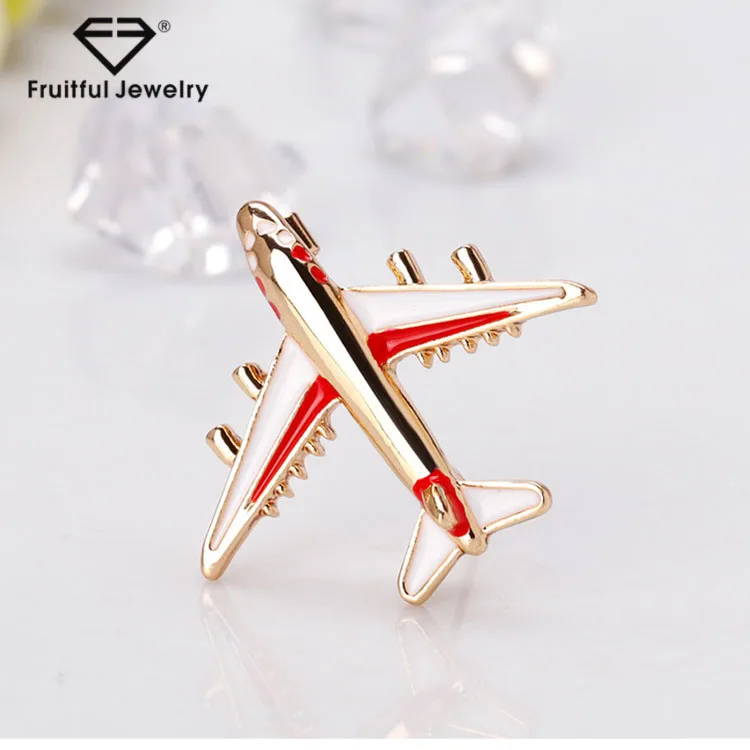 

European Style Fashion Exquisite Aircraft Airplane Pin Brooch Alloy Badge Pin Gift Brooch For Women Kids Boys