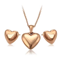 

65370 xuping Fashion heart shaped simple design rose gold plated ladies costume jewelry set