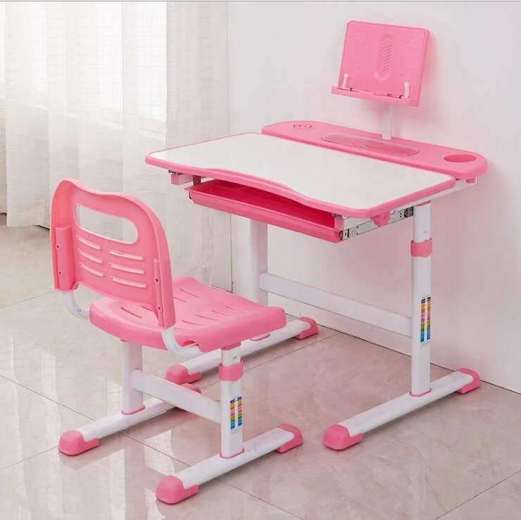 
Kids Desk and Chair Set Pull Out Spacious Storage Drawer Blue & Pink 