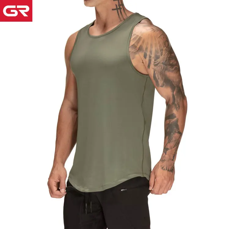 

Breathable Scalloped Hem Muscle Fit Custom Workout Mens Gym Tank Top, In stock or customized