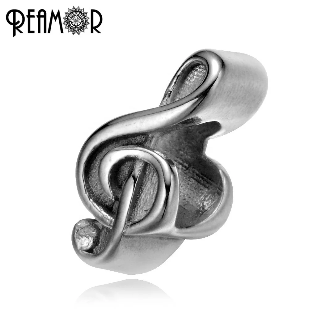 

REAMOR Vacuum 18k Gold color 316l Stainless Steel Musical Notes European Beads Spacer Beads Charms For Bracelet Jewelry Making