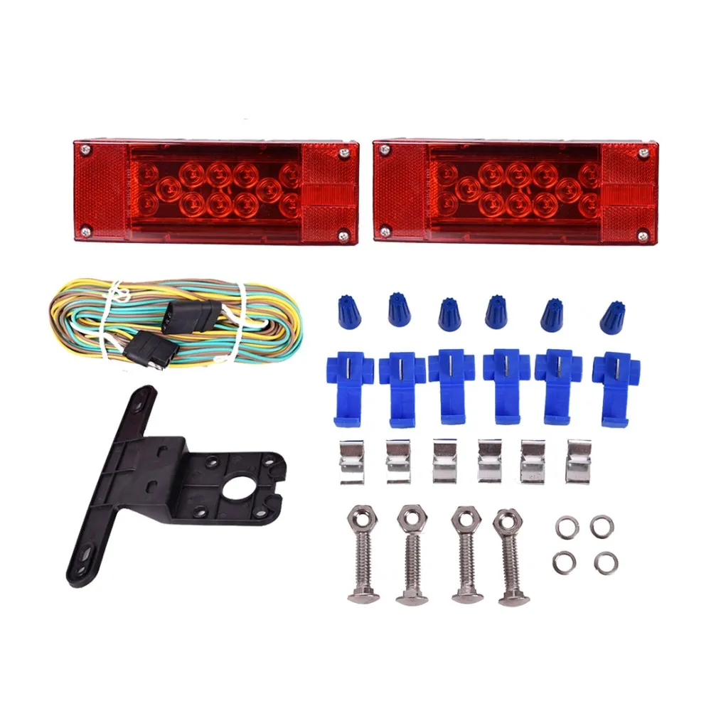 12v Square Submersible Trailer Tail Light Kit Waterproof Truck Trailer