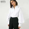 OOTN Female Top Loose Turn Down Collar Fall Winter 2019 Casual Blouses Women Shirt White Tunic Lantern Long Sleeve Office Blouse