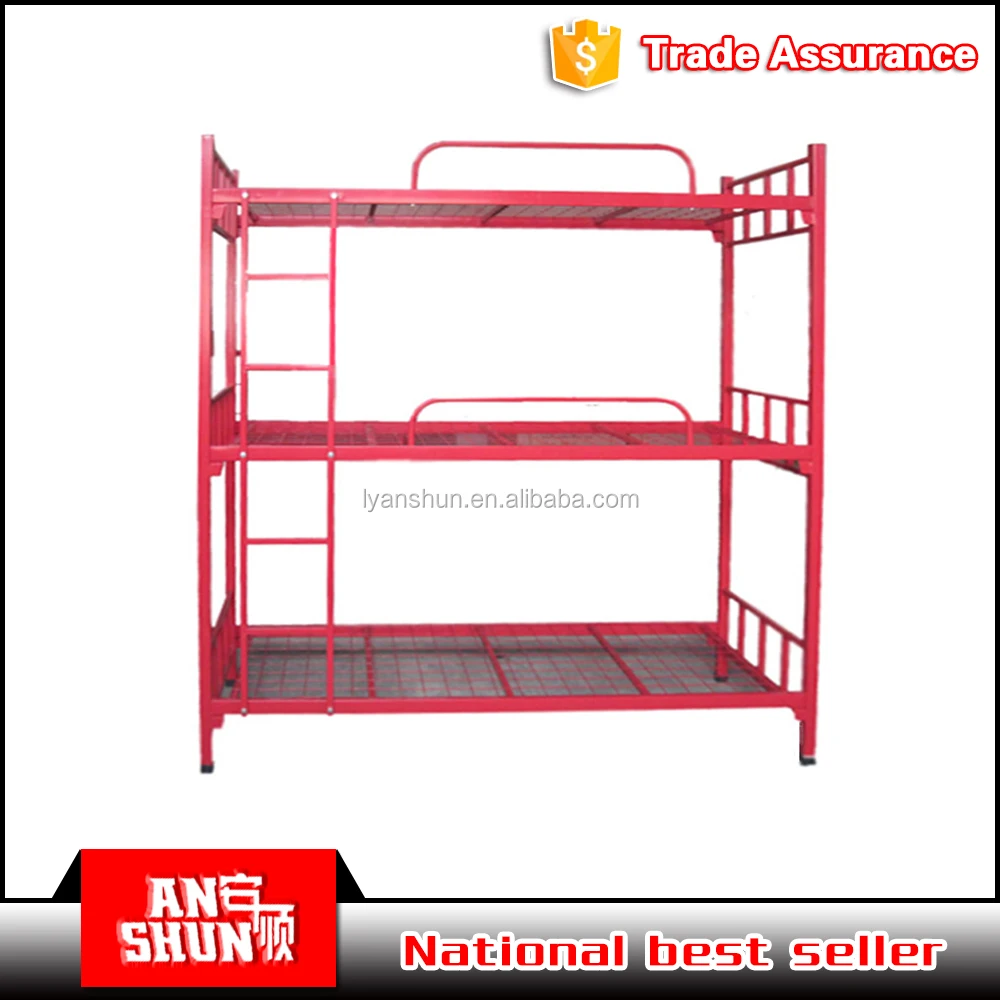 Colorful kids furniture cheap triple bunk bed