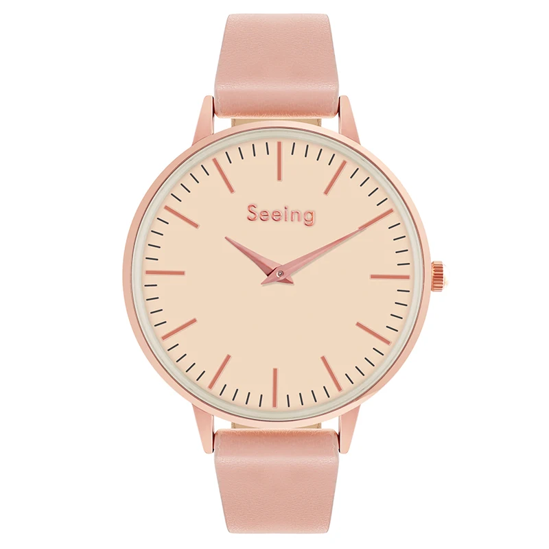 

Promotion Cheap Shipping New Fashion Simple Style Rose Gold Women Watch Quart With Sanblasted Shell Dial Change Color