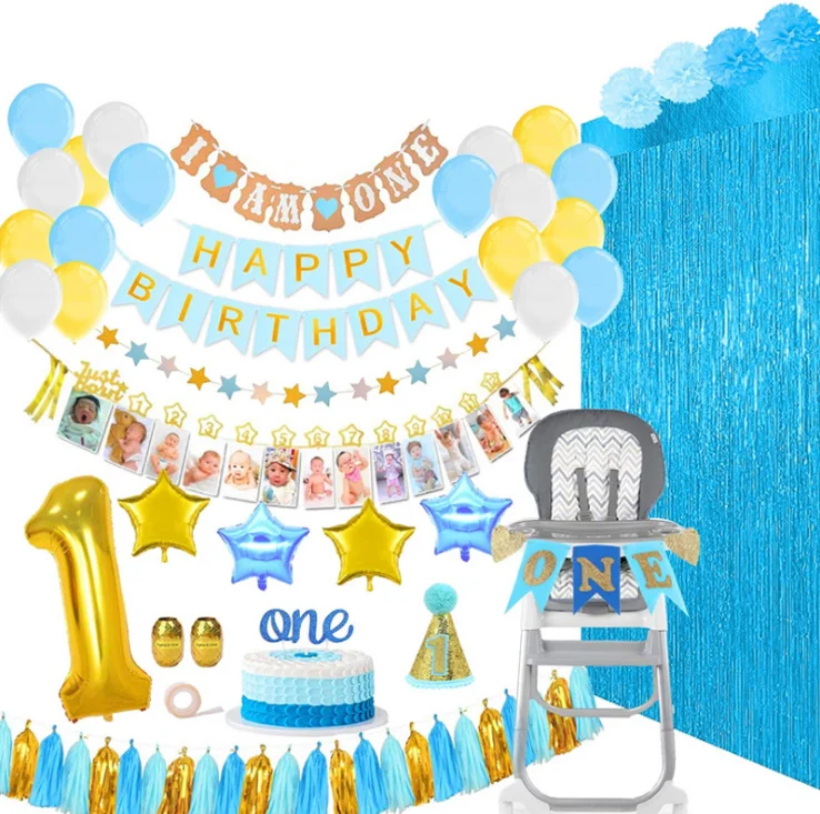 Ywll 1st Birthday Girl And Boys Decorations Princess Pink Happy