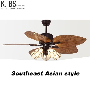 Modern Decorative Electric Motor Cooling Fan Rattan Ceiling Fan With Light And Remote