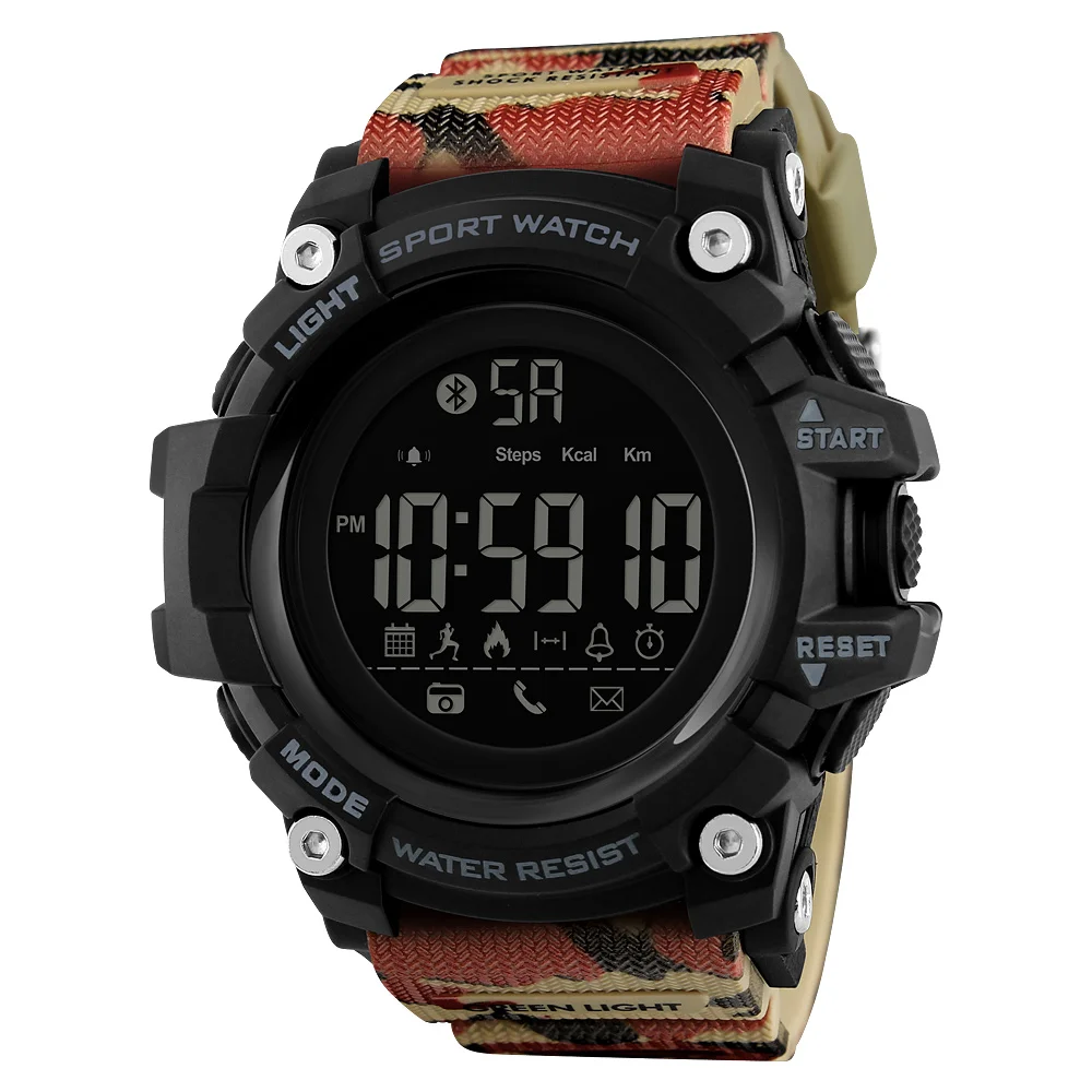 

SKMEI 1385 Healthy Montre Smart Watch Waterproof Smartwatch, Red;camo;green;khaki;black;blue/customized
