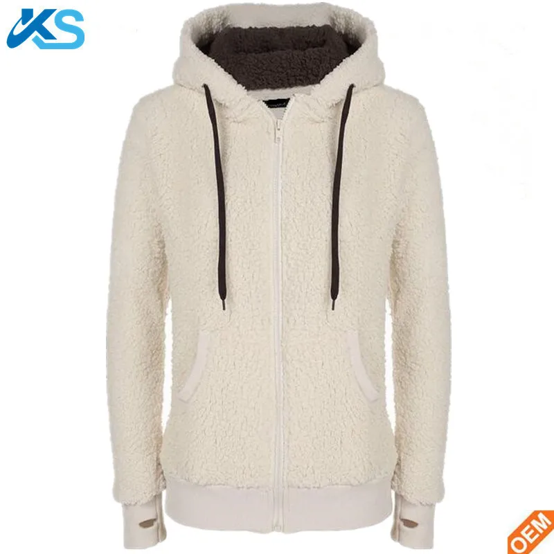 Custom Unisex 100%Polyester Soft Sherpa Fleece Pullover Hoody Jumper Zip Jacket