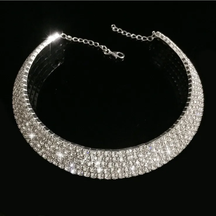 

Rhinestone choker necklace crystal color collar necklace choker, lady's high quality fashion jewelry party must fashion deco, Silver