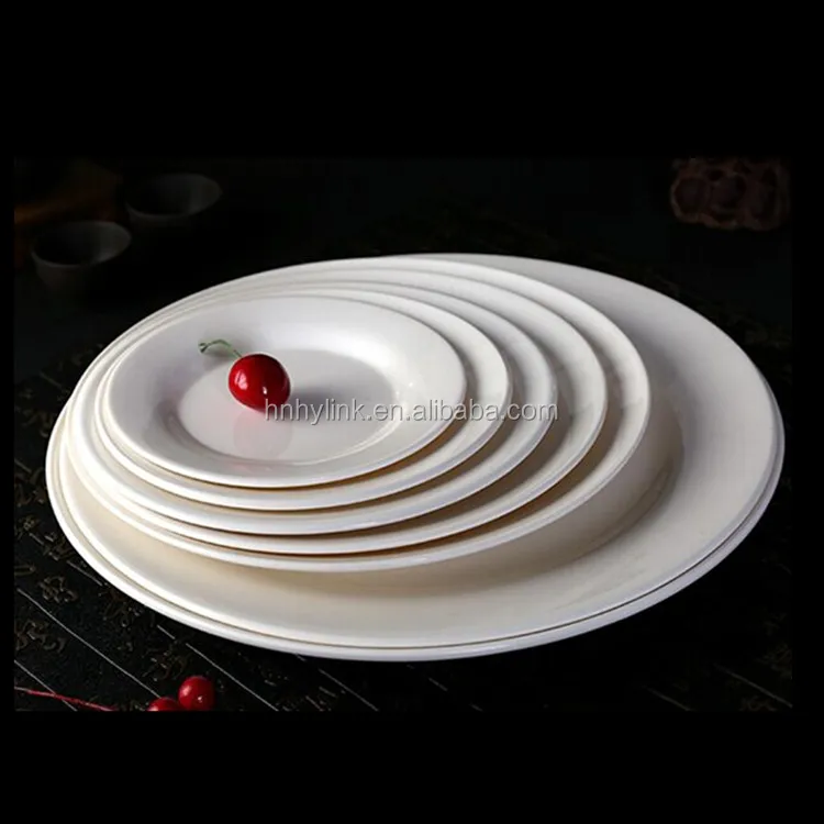 10inch Cheap Customized White Wavy Blank Melamine Catering Plate Dinner