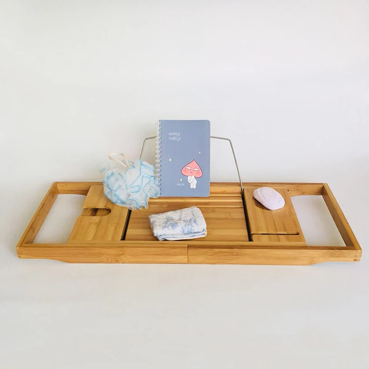 

Eco-Friendly Natural Bamboo Bathtub Caddy Organizer Nonslip Bath Tray