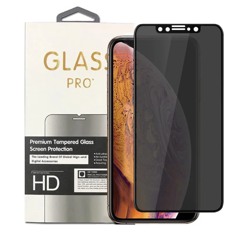 3D Privacy Anti-spy Tempered Glass Screen Protector Film 9H Hardness Anti-Scratch Anti-Peep Shield for iPhone 7 8 XR XS MAX
