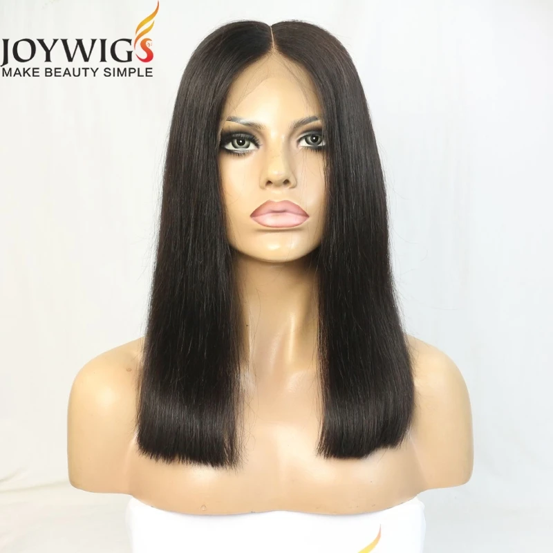 

Brazilian Virgin Hair Glueless Human Hair Wigs Lace Front Wigs Middle Part Short Wigs With Baby Hair For Black Women