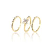 

13745 2020 fashion jewelry weeding engagement cz 14K gold diamond stacking rings womens