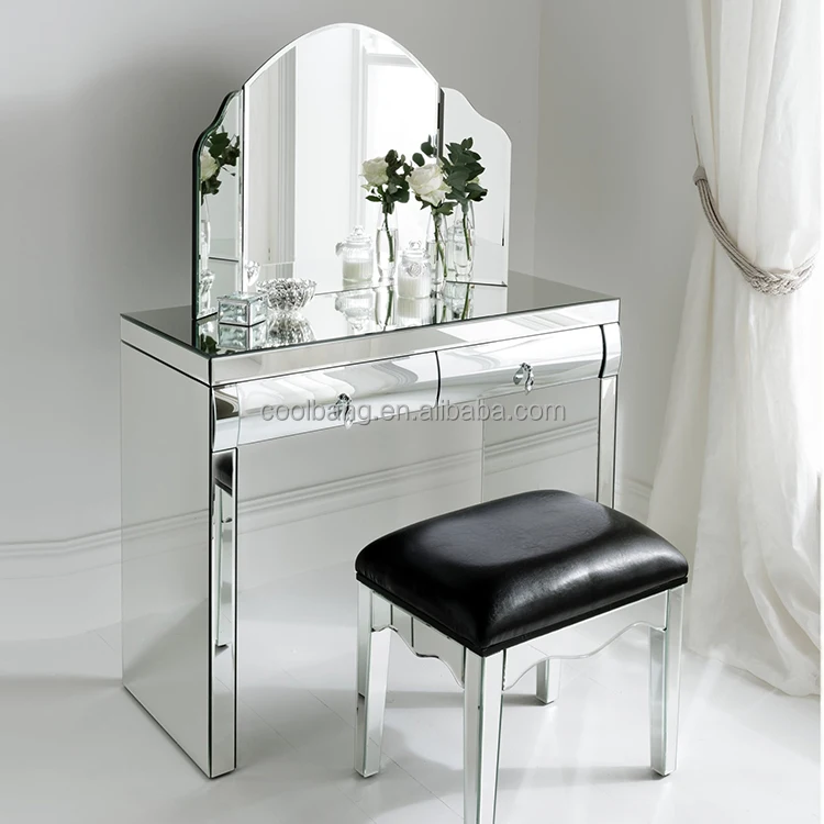 Hot Sale Bedroom Decorative Curved Mirror Dresser With Chair Buy