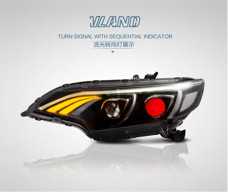 China Vland factory fit for car JAZZ Headlamp with devil eyes for 2015 2016 2017 2018 for Jazz HEADLIGHT wholesale price