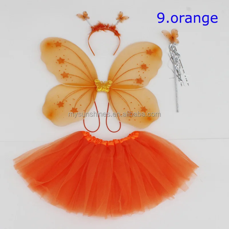 
wholesale three layers tulle hot pink tutu skirt with hot pink butterfly set for fashion angel girls 