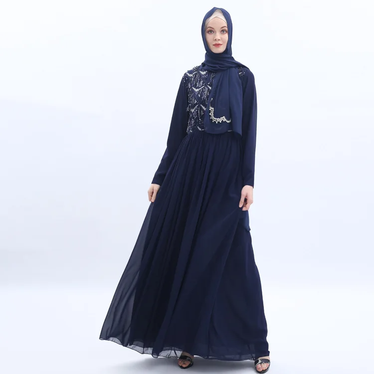 

Dubai Muslim dress robe chiffon summer long-sleeved muslim dress