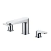 Polishing Bathroom 3 Hole chrome Water Tap Deck Mounted Solid Brass Basin Mixer Faucet