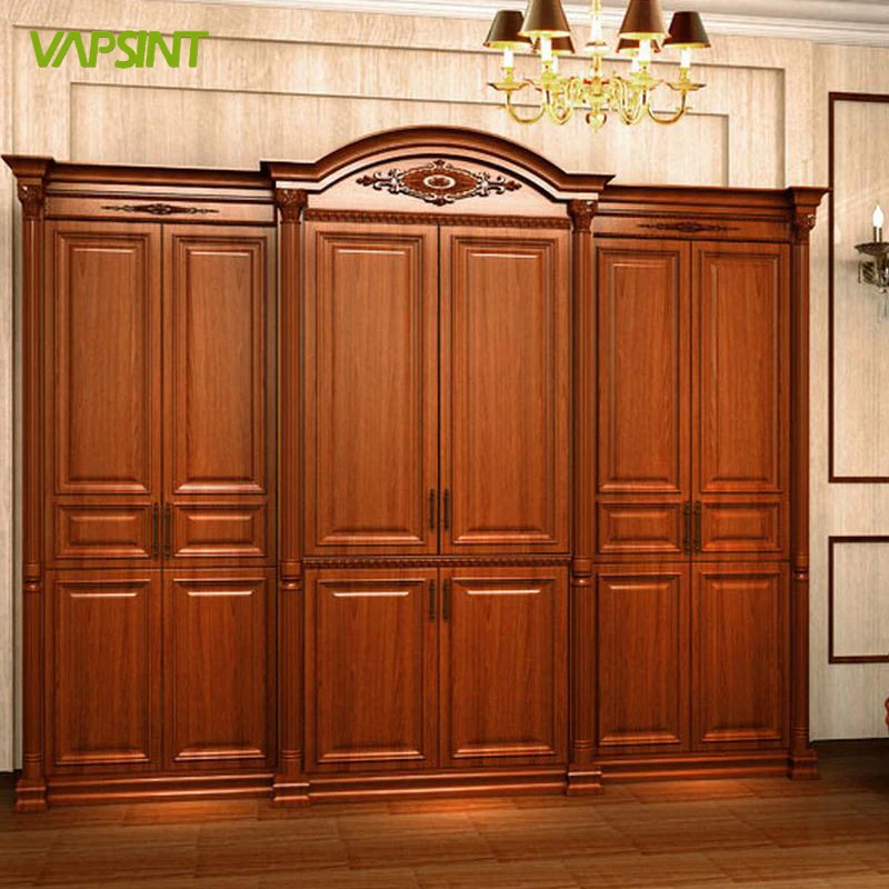 Wholesale solid wood classical design bedroom wardrobe set