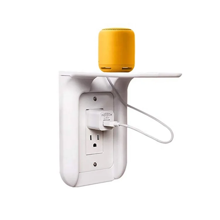 

NEW space saving wall ultimate outlet shelf for storage electronics using upper socket, White