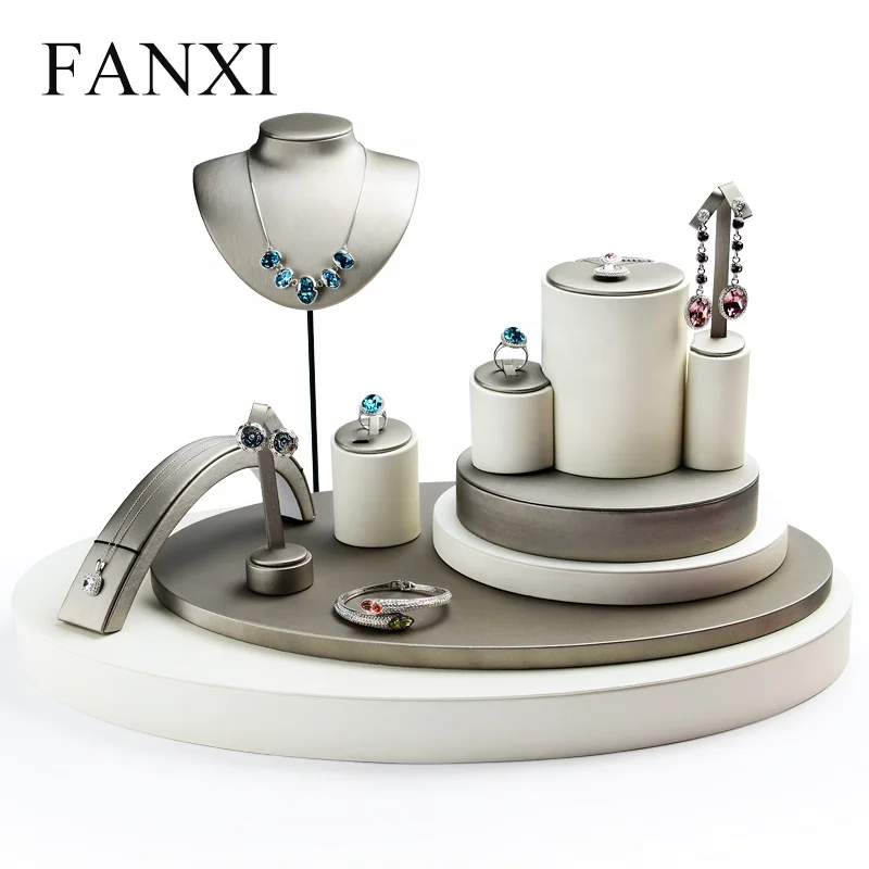 

FANXI Jewellery Shop Counter Display Set For Bracelet Necklace Ring Exhibitor Organizer Holder Custom Leather Jewelry Display, N/a