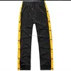 Stylish Button Design Men Black Blank Polyester Sweat Pants