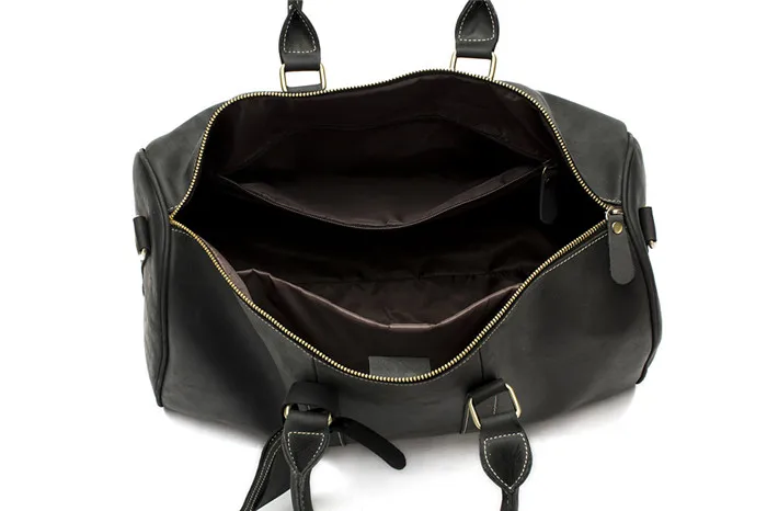 Premium genuine leather travel weekender overnight duffel bag gym foldable luggage bag