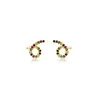 gold rainbow lucky single number 666 mini stud earrings