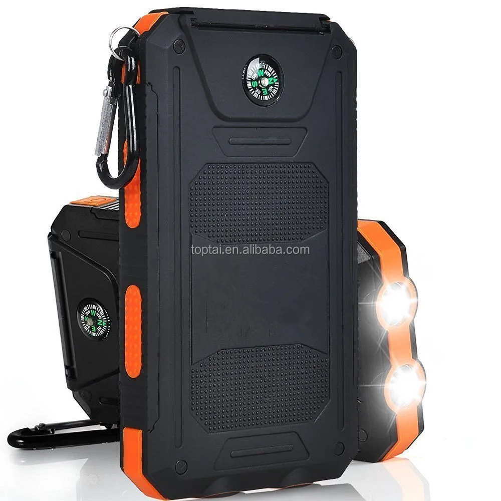 

Solar Power Bank 10000mah Portable Solar Charger Waterproof External Battery Pack Dual USB for Cellphones Solar Panel Charger