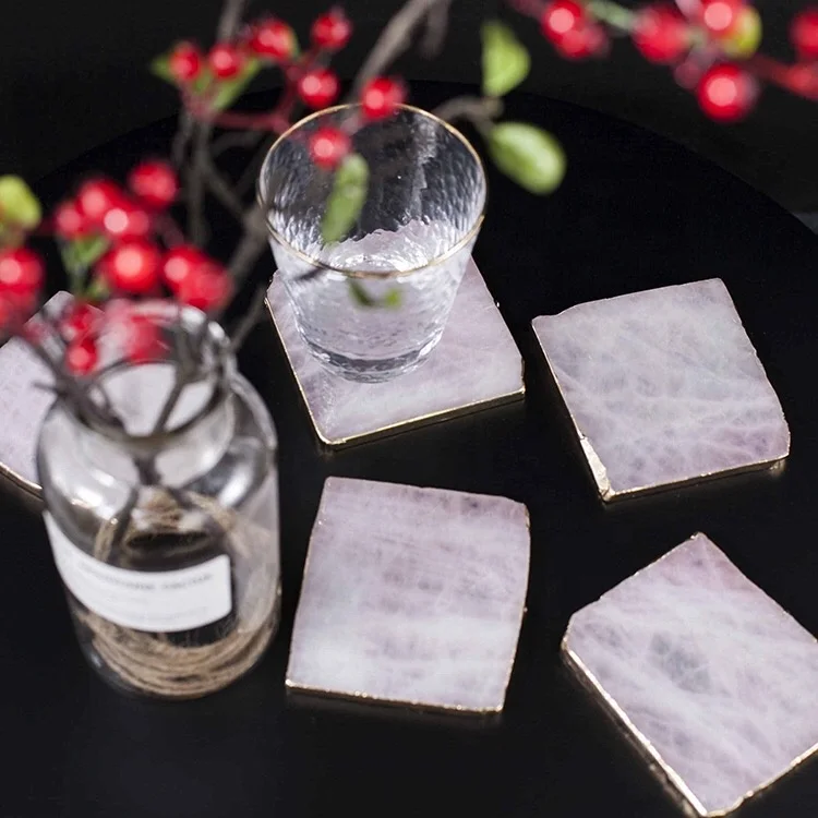 
Dia 100% Natural Gold Plated Agate Sliced Coaster 