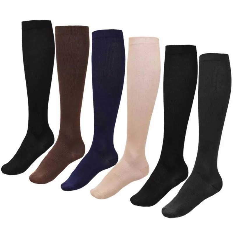 

MOQ=100 Pairs Miracle Varicose Vein Stocking Sports Socks Antifatigue Compression Stockings Soothe Tired Achy Legs Feet, White and black nude gray blue