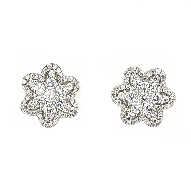 Young Girls Cz Jewelry Silver Flower Earings - Buy Silver Earrings ...