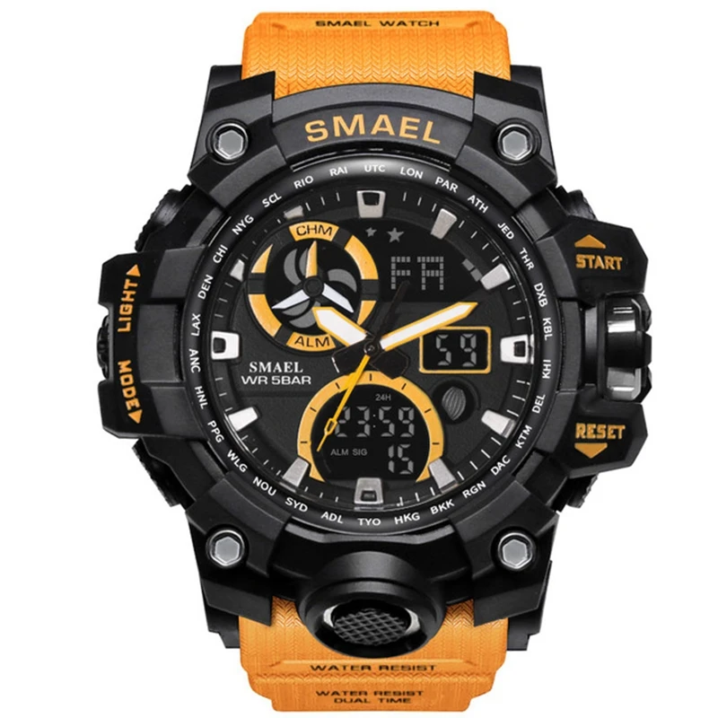 

Smael Brand New Men's Sports Watches 50m Waterproof Outdoor Swim Military Big Dial Multifunction Men Quartz Led Wrist Watch 2018