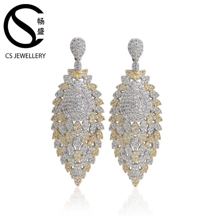 

Fashion earring designs new model earrings leaf shape zirconia earrings