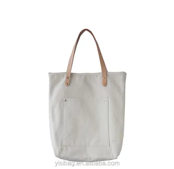 canvas tote with leather handles