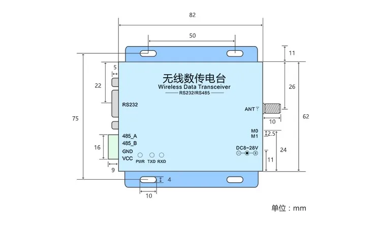 8V-28V LoRa long range modem lora SX1276 868 mhz DTU FEC encryption transmission radio rs232 rs485 iot industrial modem