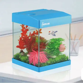 2013 Gaya Baru Colorful Fish Tank Aquarium Mini Dengan Lampu Dan