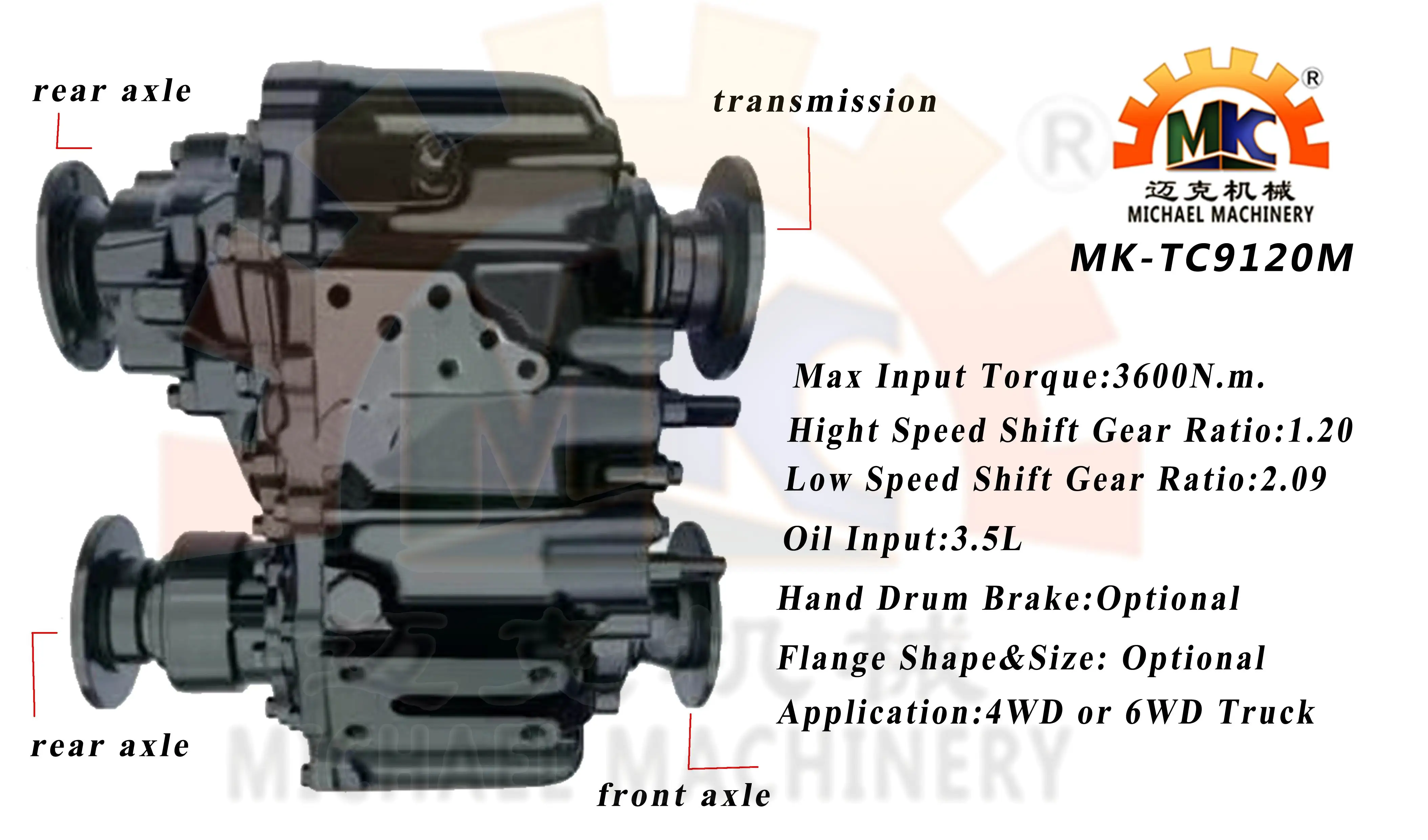 Indonesian 4wd/6wd Tractor Truck Transfer Case With High Low Ratio