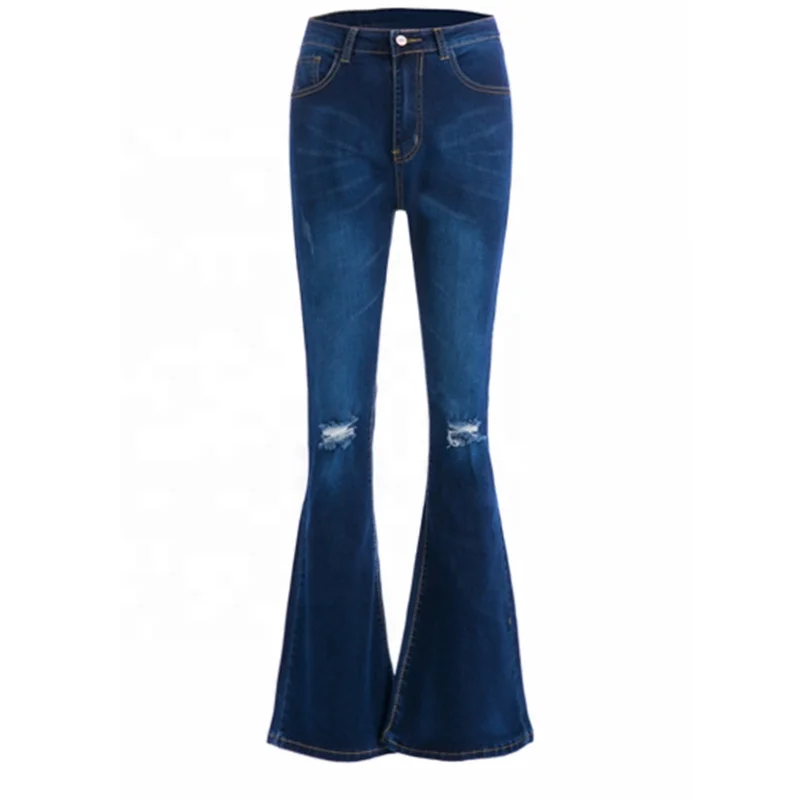 

Ripped Flared Denim Jeans Women, Light blue;black;blue