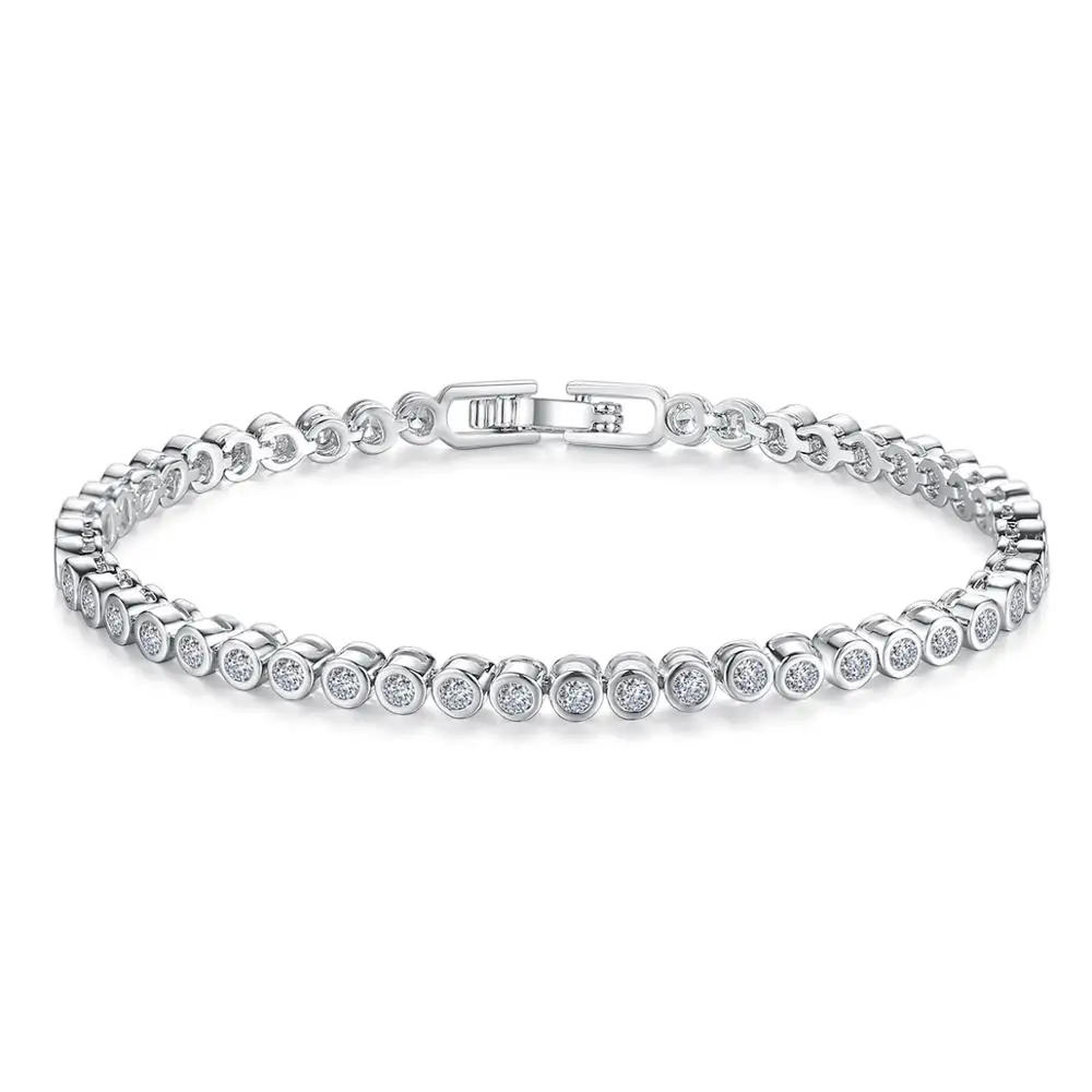 

LUOTEEMI Wholesale 2015 Women Luxury Platinum Plated Genuine Round Clear CZ Bridal Wedding Tennis Bracelets & Bangles, N/a