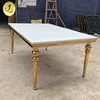 Romantic metal frame rectangle stainless steel wedding table with MDF top