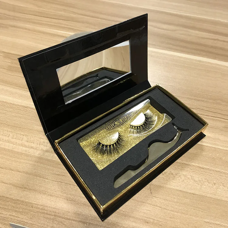 Eyelashes Case With Mirror 100 Real Mink Fur Lash Package