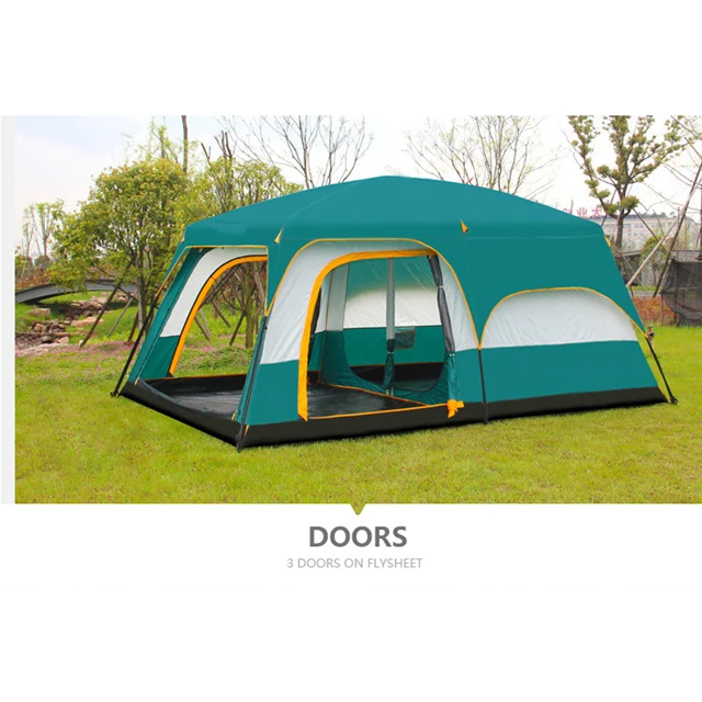 Super large luxury foldable double layer 5person 1 room camping tent C01-CC011